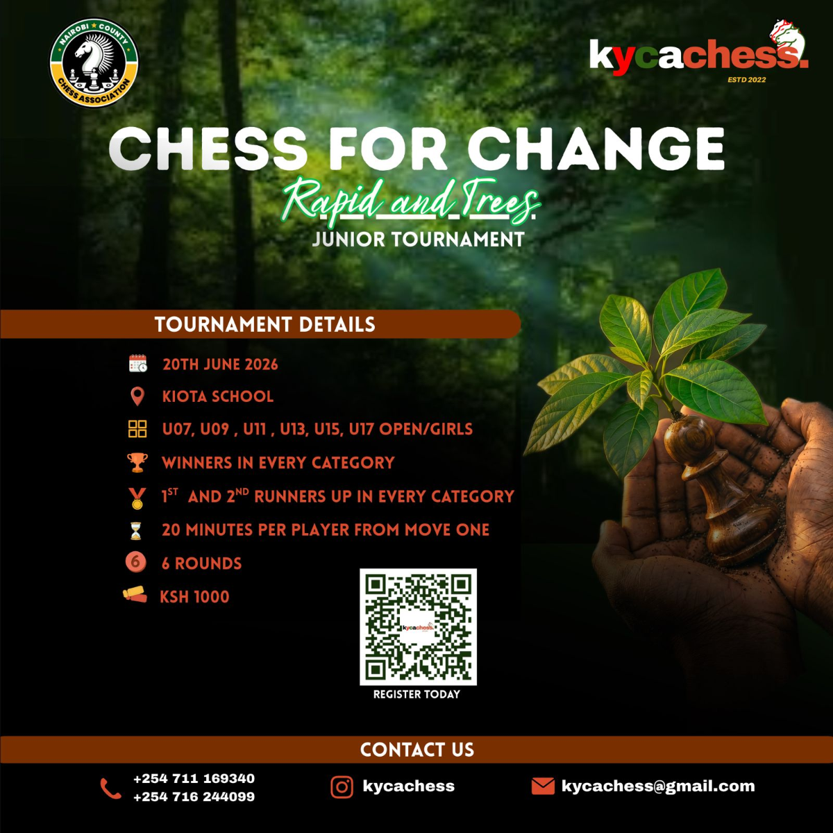 Chess for Change Rapid and Trees Junior Tournament Poster
